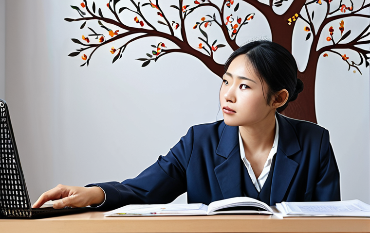 **A government worker thoughtfully considering different career paths branching out from their current, monotonous office environment. Focus on the concept of breaking free and exploring new professional possibilities through "zhíliè biàngēng" (职系变更), with symbolic imagery representing diverse job functions.**