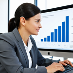 Successful Female Local Government Employee**

"A professional businesswoman in a modest business suit, sitting at a desk in a modern office. She is confidently reviewing data on a computer screen. The office is clean and well-lit. Fully clothed, appropriate attire, safe for work, perfect anatomy, natural proportions, professional photography, high quality, family-friendly, modern."

**
