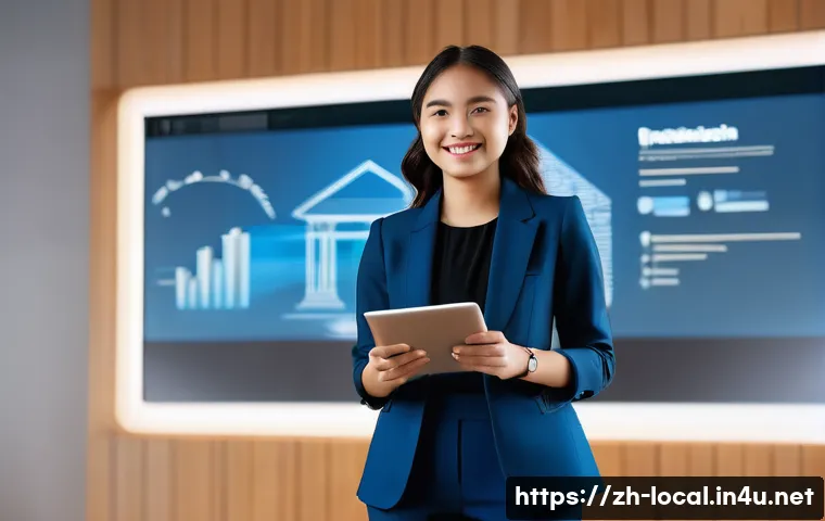 지방공무원 전공별 시험 전략 - **Prompt:** A young female university student, exuding confidence and creativity, stands in a modern...