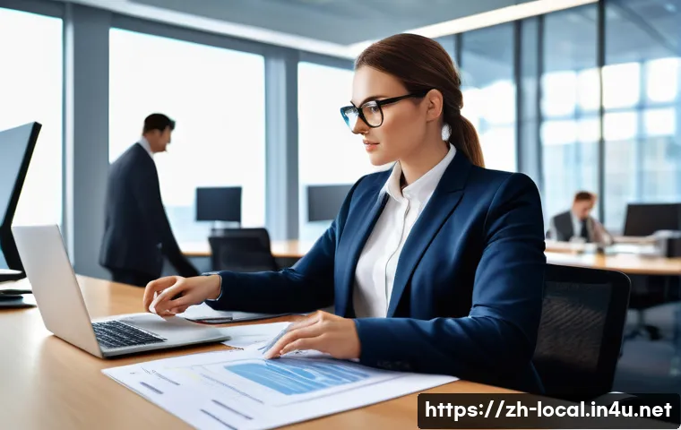 지방공무원 신규 채용 직렬 분석 - A modern government office scene showcasing an administrative management professional coordinating m...