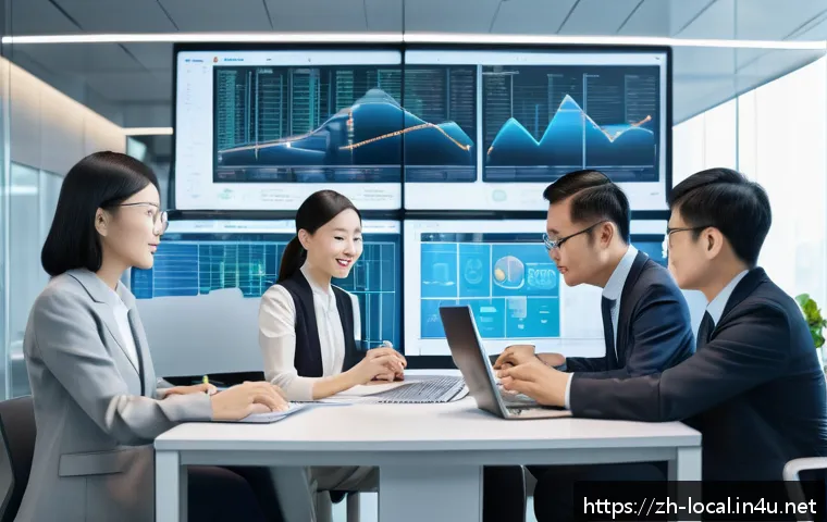 지방공무원 업무 관련 최신 트렌드 - A modern Chinese civil servant office scene showing a diverse group of professionals collaborating a...