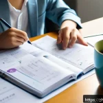 지방공무원 재직 중 자격증 도전 사례 - A focused young Chinese civil servant studying at a tidy desk in a modern home office, morning sunli...